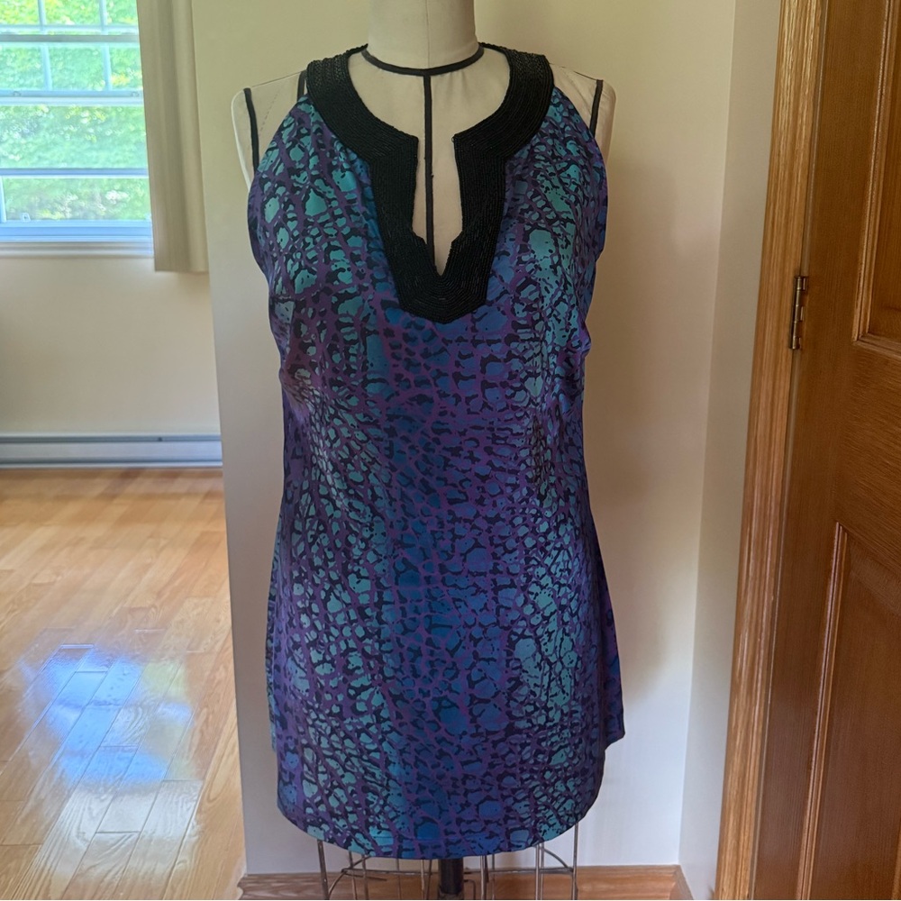 Bianca Nygard Size 8 Beaded Neck Sleeveless Tunic Dress
